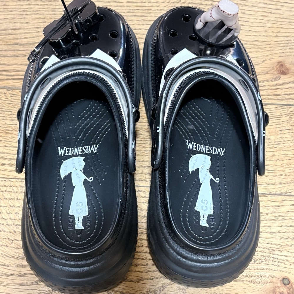 Crocs Wednesday Addams Stomp Clog Womens Size 8 Black Platform Addams Family - Picture 7 of 9